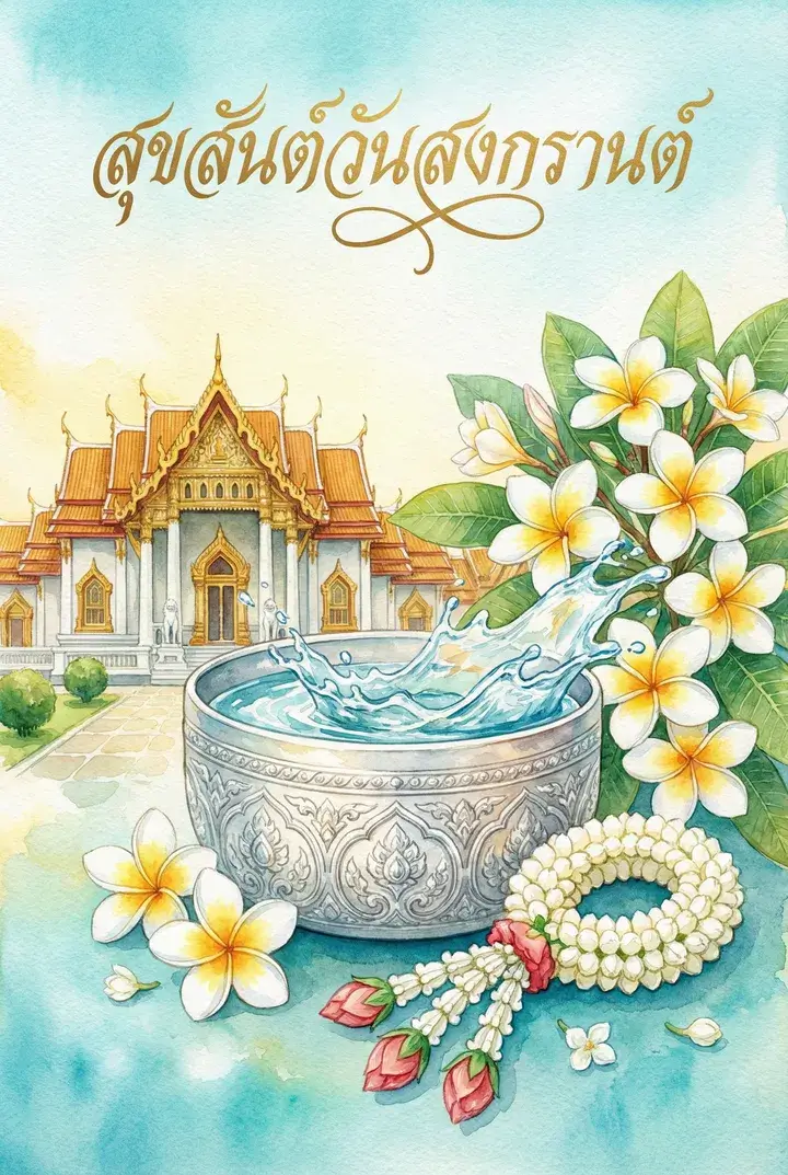 Kartki z życzeniami na Songkran