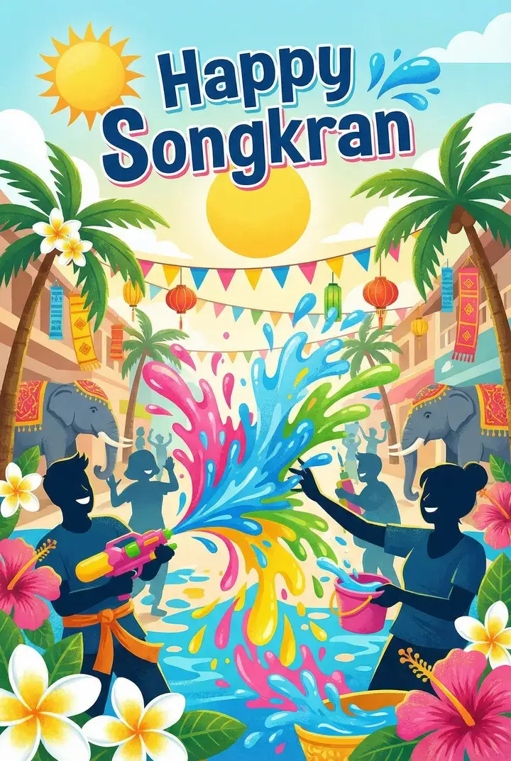 Kartki z życzeniami na Songkran